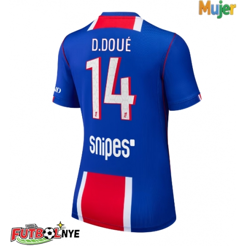 Camiseta Paris Saint-Germain Desire Doue #14 Primera Equipación para mujer 2026-27 manga corta